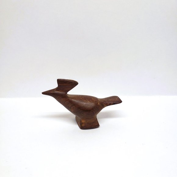 Vintage Wood Roadrunner Bird Figurine Carved Statue MCM 2"Tall - Picture 2 of 7